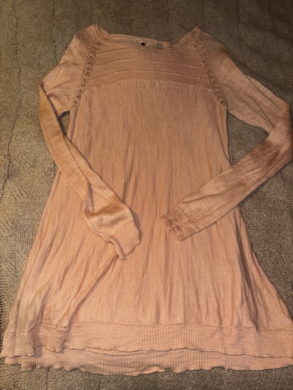 Anthropologie Knitted & Knotted Dusty Pink Knit Sweater Tunic Dress Size M